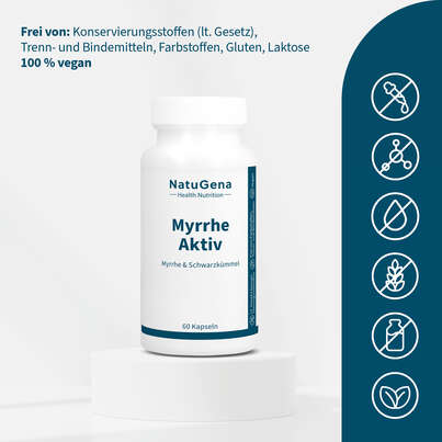 Sie sehen eine Packung NatuGena MyrrheAktiv Kapseln, Produktbild: 03 NatuGena MyrrheAktiv Kapseln, A-Nr.: 5699418 - 03