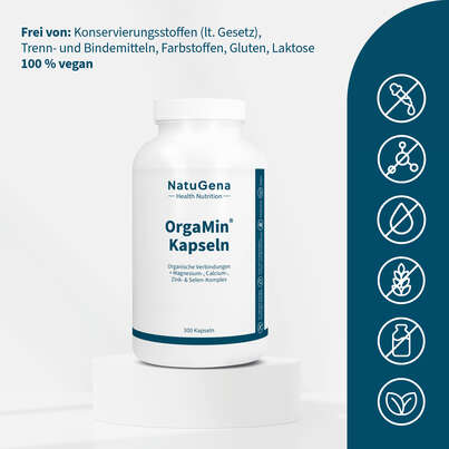 Sie sehen eine Packung NatuGena OrgaMin Kapseln, Produktbild: 03 NatuGena OrgaMin Kapseln, A-Nr.: 5699507 - 03