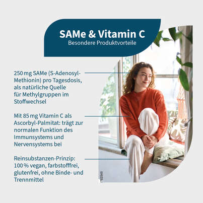 Sie sehen eine Packung NatuGena SAMe & Vitamin C Kapseln, Produktbild: 02 NatuGena SAMe & Vitamin C Kapseln, A-Nr.: 5699559 - 02