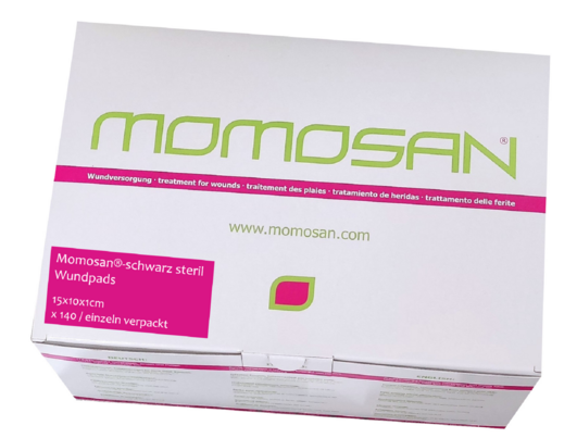 MOMOSAN-schwarz steril Wund-Pads 15x10x1cm, 140 Stück, A-Nr.: 3995093 - 01