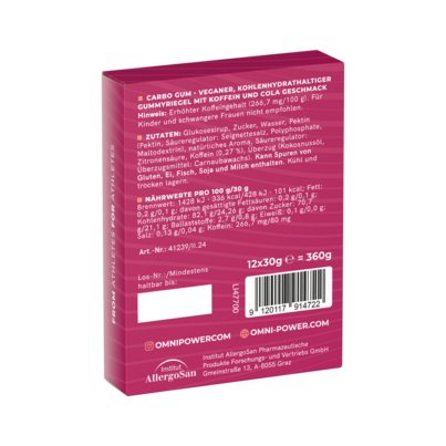Sie sehen eine Packung OMNi-POWER® CARBOGUM Cola, Produktbild: 02 OMNi-POWER® CARBOGUM Cola, A-Nr.: 5843281 - 02