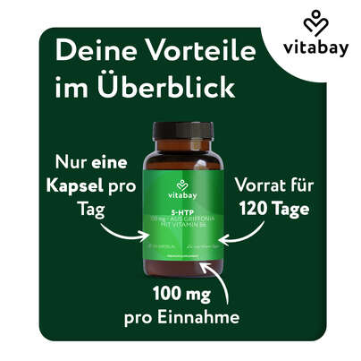 Vitabay 5-HTP - 100 mg aus Griffonia mit Vitamin B6, A-Nr.: 6048999 - 06