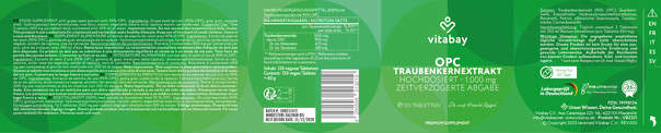 Vitabay OPC Traubenkernextrakt Hochdosiert - 1000 MG, A-Nr.: 6049266 - 09