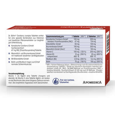 Sie sehen eine Packung Dr. Böhm Cranberry complex, Produktbild: 06 Dr. Böhm Cranberry complex, A-Nr.: 4846030 - 06