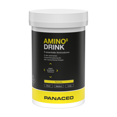 Sie sehen eine Packung PANACEO AMINO8 DRINK, Produktbild: 01 PANACEO AMINO8 DRINK, A-Nr.: 5837524 - 01