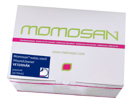 MOMOSAN-weiss steril Woundcleaner VETERINÄR 5x5x2cm, 30 Stück, A-Nr.: 5959279 - 01