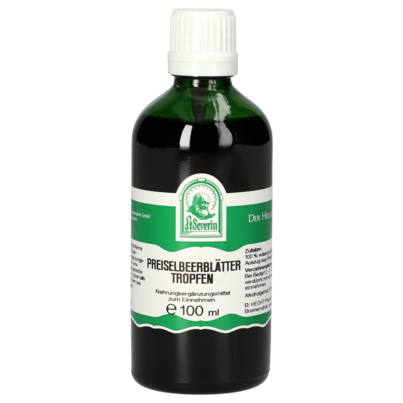 Sie sehen eine Packung PREISELBEERBLÄTTER TROPFEN 100 ML, Produktbild: 01 PREISELBEERBLÄTTER TROPFEN 100 ML, A-Nr.: 5471431 - 01