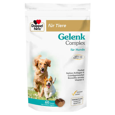 Sie sehen eine Packung Doppelherz für Tiere Gelenk Complex für Hunde, Produktbild: 01 Doppelherz für Tiere Gelenk Complex für Hunde, A-Nr.: 5678391 - 01