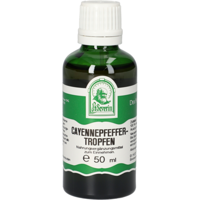 Sie sehen eine Packung CAYENNEPFEFFER TROPFEN 50 ML, Produktbild: 01 CAYENNEPFEFFER TROPFEN 50 ML, A-Nr.: 4932893 - 01