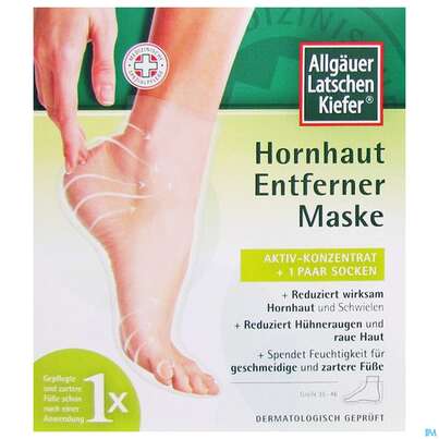 Sie sehen eine Packung Hornhaut Entferner Allgaeuer Latschenkiefer Maske 1pk, Produktbild: 02 Hornhaut Entferner Allgaeuer Latschenkiefer Maske 1pk, A-Nr.: 5074888 - 02