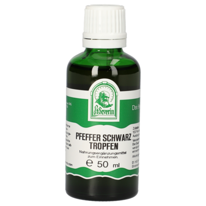 Sie sehen eine Packung PFEFFER SCHWARZ TROPFEN 50 ML, Produktbild: 01 PFEFFER SCHWARZ TROPFEN 50 ML, A-Nr.: 4933036 - 01