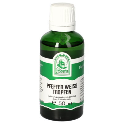 Sie sehen eine Packung PFEFFER WEISS TROPFEN 50 ML, Produktbild: 01 PFEFFER WEISS TROPFEN 50 ML, A-Nr.: 4933065 - 01