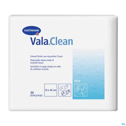 Sie sehen eine Packung Valaclean Eco Einmal-tuecher 30x40cm 30st, Produktbild: 02 Valaclean Eco Einmal-tuecher 30x40cm 30st, A-Nr.: 2991957 - 02