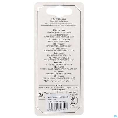 Vitry Zupfpinzette „prestige“ Rostfreier Edelstahl Schräg 1pc, A-Nr.: 4633736 - 07