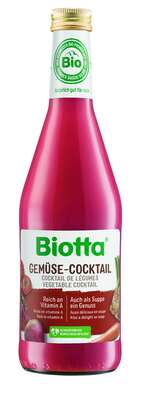 Sie sehen eine Packung Biotta Bio - Gemüse -Cocktail Saft, 500 ml, Produktbild: 01 Biotta Bio - Gemüse -Cocktail Saft, 500 ml, A-Nr.: 4247915 - 01