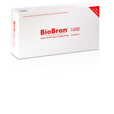 Sie sehen eine Packung BioBran® 1000 mit Reisekleiearabinoxylan, Produktbild: 01 BioBran® 1000 mit Reisekleiearabinoxylan, A-Nr.: 4938743 - 01