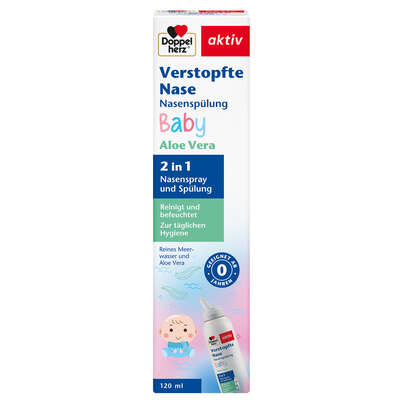 Sie sehen eine Packung Doppelherz Verstopfte Nase Nasenspülung Baby, Produktbild: 01 Doppelherz Verstopfte Nase Nasenspülung Baby, A-Nr.: 6001839 - 01