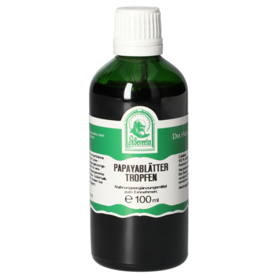 Sie sehen eine Packung PAPAYABLÄTTER TROPFEN 100 ML, Produktbild: 01 PAPAYABLÄTTER TROPFEN 100 ML, A-Nr.: 5832403 - 01