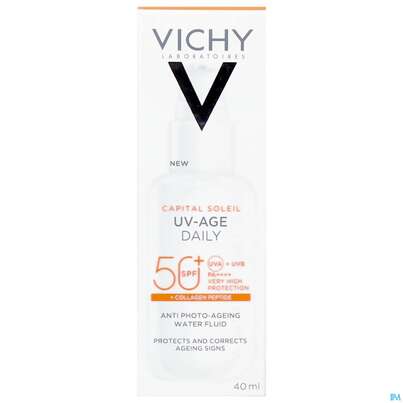 Sie sehen eine Packung Sonnenprodukte Vichy/capital Soleil Gesichtscreme Uv-age Lsf50+ 40ml, Produktbild: 02 Sonnenprodukte Vichy/capital Soleil Gesichtscreme Uv-age Lsf50+ 40ml, A-Nr.: 5360950 - 02