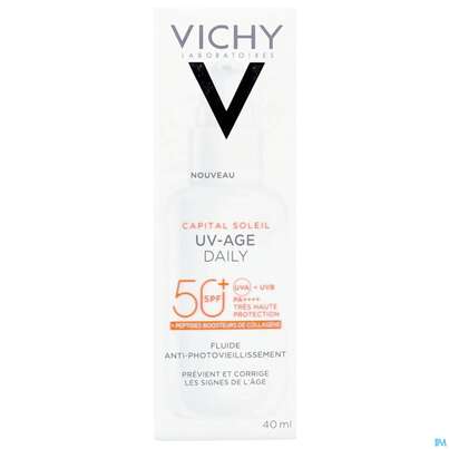 Sie sehen eine Packung Sonnenprodukte Vichy/capital Soleil Gesichtscreme Uv-age Lsf50+ 40ml, Produktbild: 03 Sonnenprodukte Vichy/capital Soleil Gesichtscreme Uv-age Lsf50+ 40ml, A-Nr.: 5360950 - 03