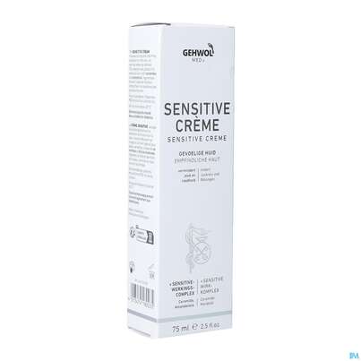 Sie sehen eine Packung Gehwol Med.sensitive Creme Nr.64143 75ml, Produktbild: 04 Gehwol Med.sensitive Creme Nr.64143 75ml, A-Nr.: 4792707 - 04