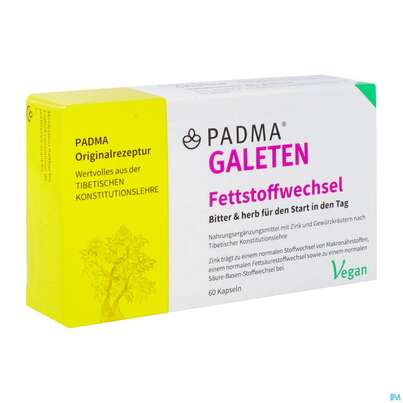 Sie sehen eine Packung Padma Kapseln Galeten Fettstoffwechsel 60st, Produktbild: 02 Padma Kapseln Galeten Fettstoffwechsel 60st, A-Nr.: 5750361 - 02