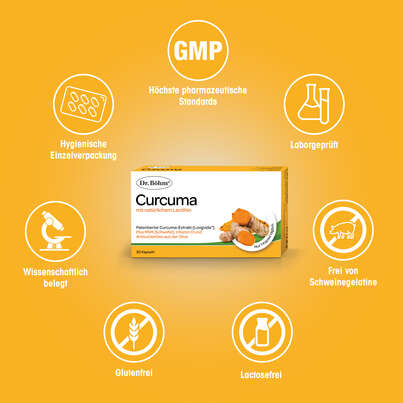 Sie sehen eine Packung Dr. Böhm Curcuma, Produktbild: 04 Dr. Böhm Curcuma, A-Nr.: 5298004 - 04