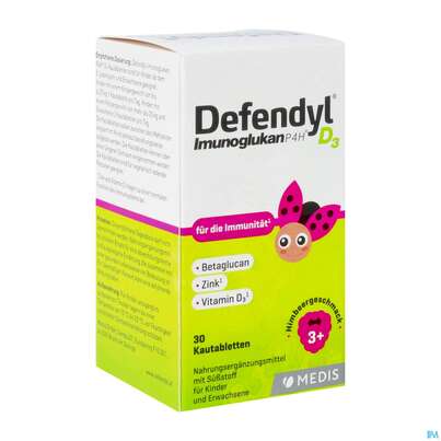 Sie sehen eine Packung Defendyl Imunoglukan D3 Kautabl 30st, Produktbild: 02 Defendyl Imunoglukan D3 Kautabl 30st, A-Nr.: 5791265 - 02