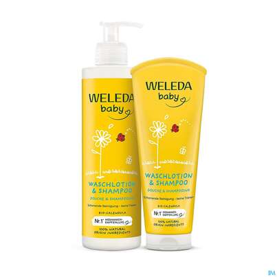 Sie sehen eine Packung Weleda Calendula Waschlotion +shampoon 200ml, Produktbild: 04 Weleda Calendula Waschlotion +shampoon 200ml, A-Nr.: 3190395 - 04