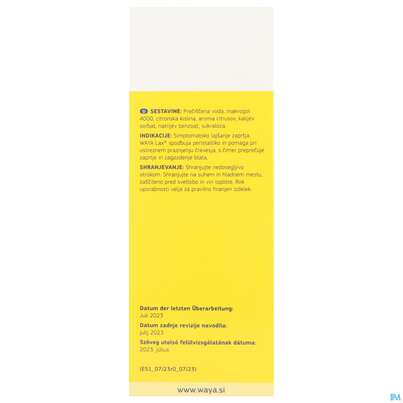 Sie sehen eine Packung Waya Lax Orale Lösung 20ml Makrogol 4000 Beute 10st, Produktbild: 05 Waya Lax Orale Lösung 20ml Makrogol 4000 Beute 10st, A-Nr.: 5885279 - 05