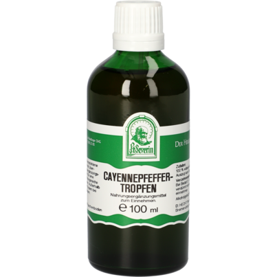 Sie sehen eine Packung CAYENNEPFEFFER TROPFEN 100 ML, Produktbild: 01 CAYENNEPFEFFER TROPFEN 100 ML, A-Nr.: 4932901 - 01