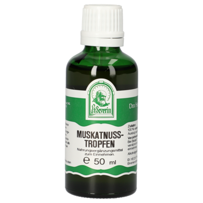 Sie sehen eine Packung MUSKATNUSS TROPFEN 50 ML, Produktbild: 01 MUSKATNUSS TROPFEN 50 ML, A-Nr.: 4484638 - 01