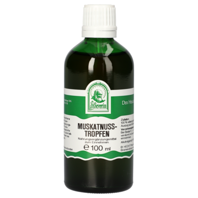 Sie sehen eine Packung MUSKATNUSS TROPFEN 100 ML, Produktbild: 01 MUSKATNUSS TROPFEN 100 ML, A-Nr.: 4484644 - 01