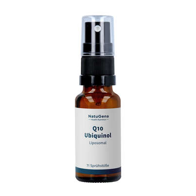 Sie sehen eine Packung NatuGena Q10 Ubiquinol 10 ml Spray, Produktbild: 01 NatuGena Q10 Ubiquinol 10 ml Spray, A-Nr.: 5990036 - 01