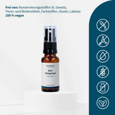Sie sehen eine Packung NatuGena Q10 Ubiquinol 10 ml Spray, Produktbild: 03 NatuGena Q10 Ubiquinol 10 ml Spray, A-Nr.: 5990036 - 03