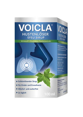 Sie sehen eine Packung VOICLA® Hustenlöser Efeu Sirup, Produktbild: 02 VOICLA® Hustenlöser Efeu Sirup, A-Nr.: 6068921 - 02