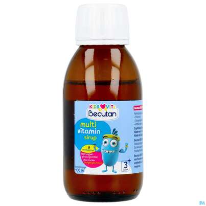 Sie sehen eine Packung Becutan Kids Vits Multivitamin Sirup 100ml, Produktbild: 09 Becutan Kids Vits Multivitamin Sirup 100ml, A-Nr.: 5973256 - 09
