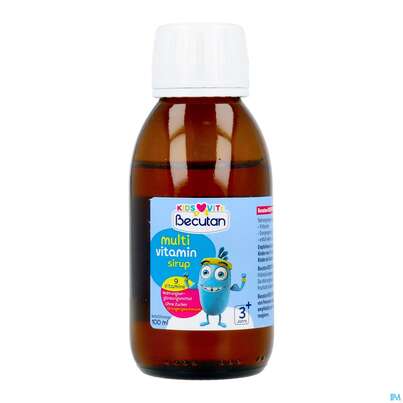 Sie sehen eine Packung Becutan Kids Vits Multivitamin Sirup 100ml, Produktbild: 10 Becutan Kids Vits Multivitamin Sirup 100ml, A-Nr.: 5973256 - 10
