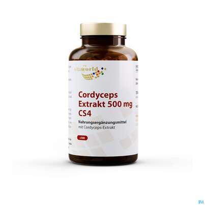 Sie sehen eine Packung Cordyceps Sinensis-extrakt Kapseln Vegetarisch 500mg Vita World 100st, Produktbild: 07 Cordyceps Sinensis-extrakt Kapseln Vegetarisch 500mg Vita World 100st, A-Nr.: 4836439 - 07