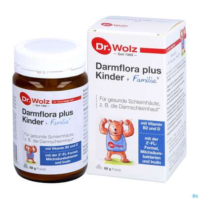 Sie sehen eine Packung Darmflora Plus Dr.wolz Kinder Pulver +familie Nr 60519 68g, Produktbild: 04 Darmflora Plus Dr.wolz Kinder Pulver +familie Nr 60519 68g, A-Nr.: 5186699 - 04