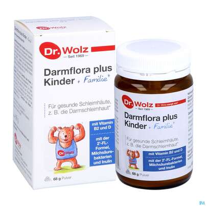 Sie sehen eine Packung Darmflora Plus Dr.wolz Kinder Pulver +familie Nr 60519 68g, Produktbild: 05 Darmflora Plus Dr.wolz Kinder Pulver +familie Nr 60519 68g, A-Nr.: 5186699 - 05
