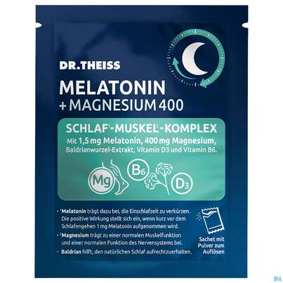 Sie sehen eine Packung Melatonin +magnesium 400 Schlaf-muskel-komplex Dr.theiss 15st, Produktbild: 04 Melatonin +magnesium 400 Schlaf-muskel-komplex Dr.theiss 15st, A-Nr.: 5979046 - 04