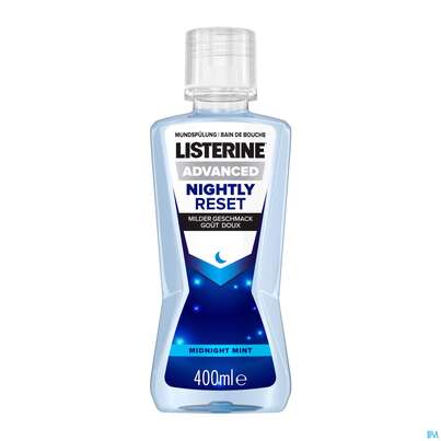 Sie sehen eine Packung Mundwasser/spuelung Listerine Nightly Reset 400ml, Produktbild: 01 Mundwasser/spuelung Listerine Nightly Reset 400ml, A-Nr.: 4900692 - 01