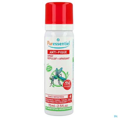 Sie sehen eine Packung Puressentiel Antistich/beruhigend Spray Aeth.oele 7std Wirksamkeit 75ml, Produktbild: 02 Puressentiel Antistich/beruhigend Spray Aeth.oele 7std Wirksamkeit 75ml, A-Nr.: 5107607 - 02