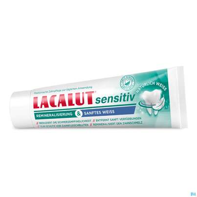 Sie sehen eine Packung Zahncreme Lacalut/sensitiv Remineralisierung Sanftes Weiss 75ml, Produktbild: 04 Zahncreme Lacalut/sensitiv Remineralisierung Sanftes Weiss 75ml, A-Nr.: 5754548 - 04