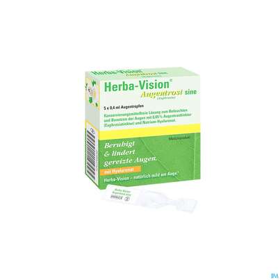 Sie sehen eine Packung Augentropfen Herba-vision Augentrost/sine 0,4ml 5st, Produktbild: 03 Augentropfen Herba-vision Augentrost/sine 0,4ml 5st, A-Nr.: 3833031 - 03
