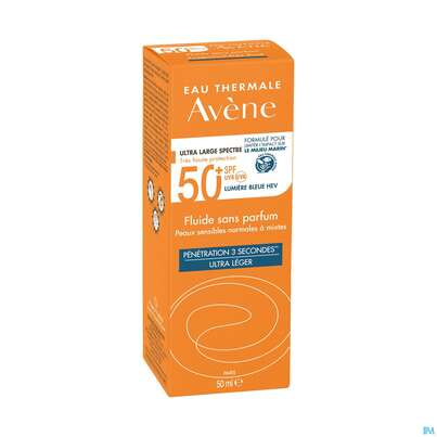 Sie sehen eine Packung Avène Sonnenfluid Spf 50+ Ohne Duftstoffe 50ml, Produktbild: 04 Avène Sonnenfluid Spf 50+ Ohne Duftstoffe 50ml, A-Nr.: 5597178 - 04