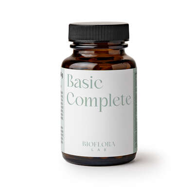 Sie sehen eine Packung Bioflora Lab Basic Complete Kapseln 60 ST, Produktbild: 01 Bioflora Lab Basic Complete Kapseln 60 ST, A-Nr.: 5888800 - 01