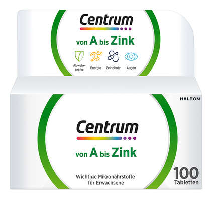 Sie sehen eine Packung Centrum von A bis Zink 100 Stk., Produktbild: 01 Centrum von A bis Zink 100 Stk., A-Nr.: 4555456 - 01