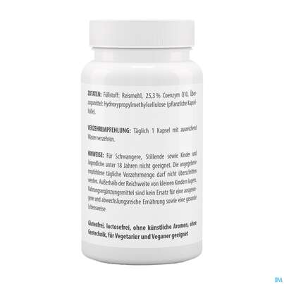 Sie sehen eine Packung Coenzym Q10 Kapseln 100mg Vegan Ubichinon Vita World 100st, Produktbild: 02 Coenzym Q10 Kapseln 100mg Vegan Ubichinon Vita World 100st, A-Nr.: 4836362 - 02